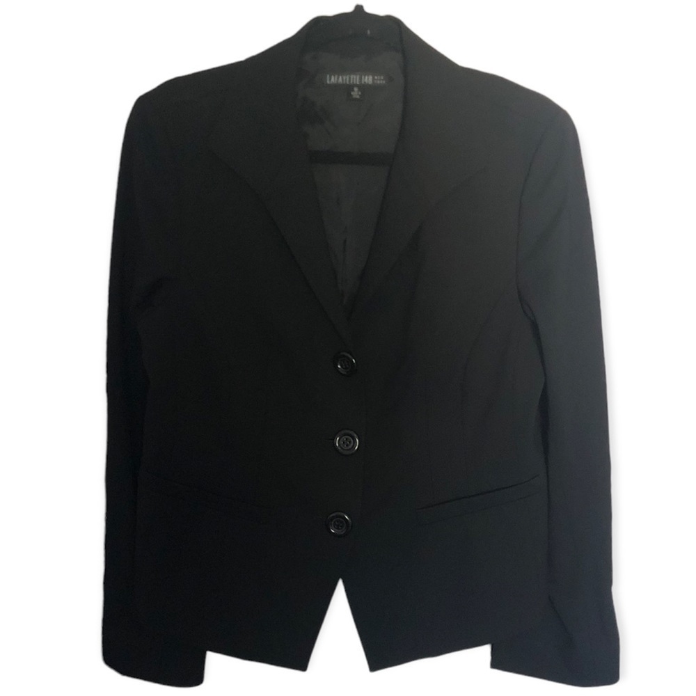 Lafayette 148 Wool Blend Blazer Jacket Black - Picture 2 of 7